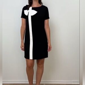 Joseph Ribkoff Black & Vanilla Bow Shift Dress Size 14